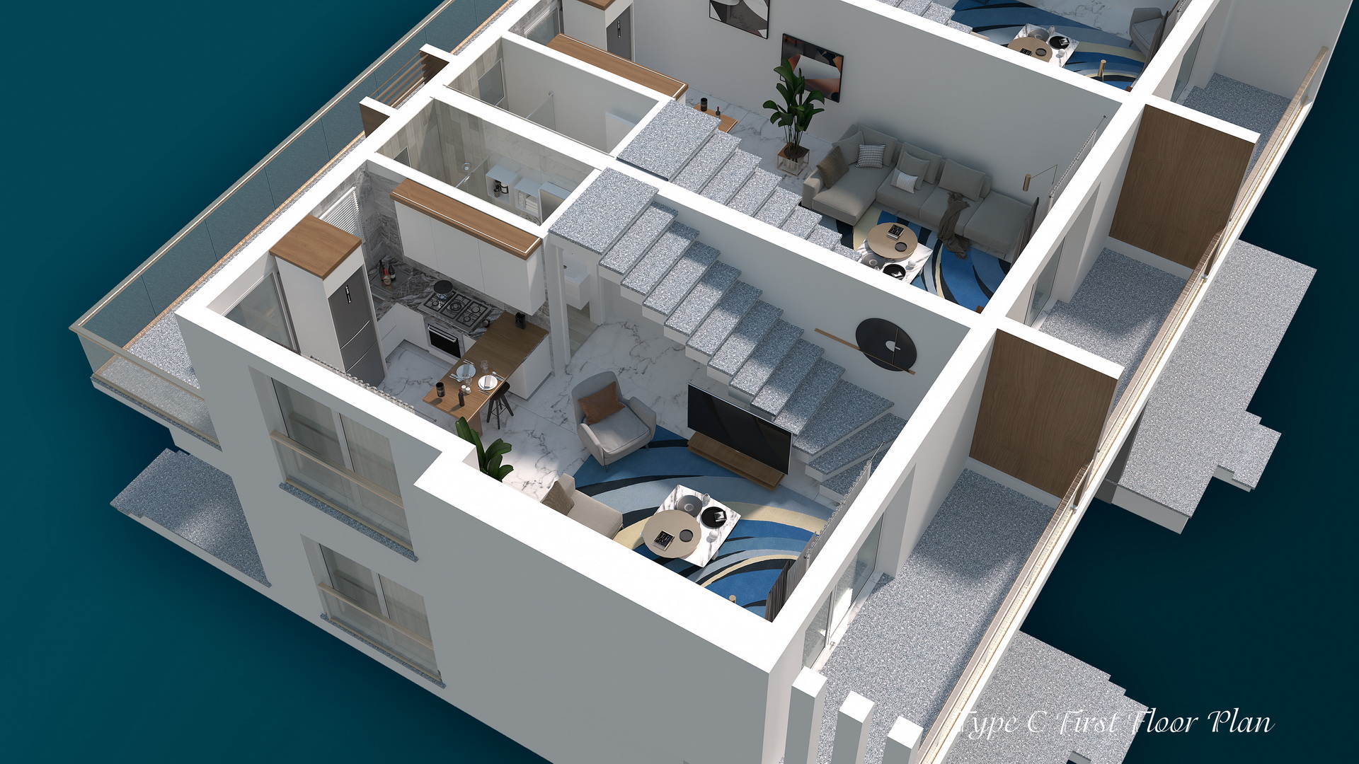 Four Seasons Life 2 1+1 Apartment First Floor plan Sea Storm 4